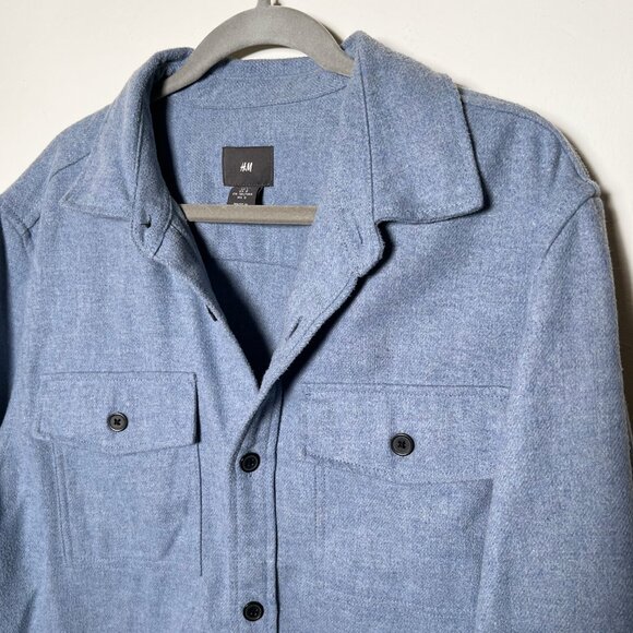 H&M Blue Lightweight Shirt Jacket Size L - Picture 3 of 6